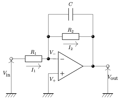 オペアンプによるローパスフィルタ回路