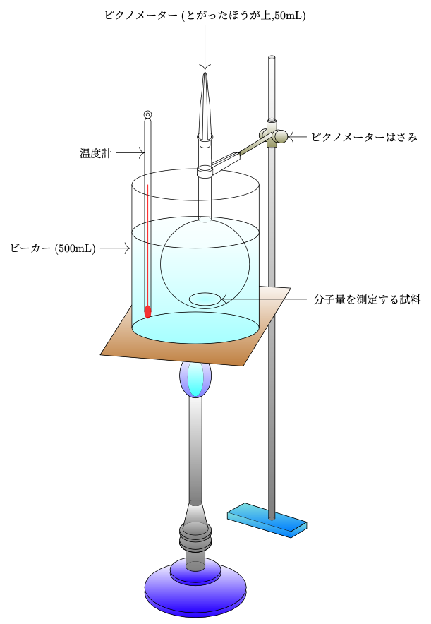 ピクノメーターを用いた分子量測定の実験装置(概略図)